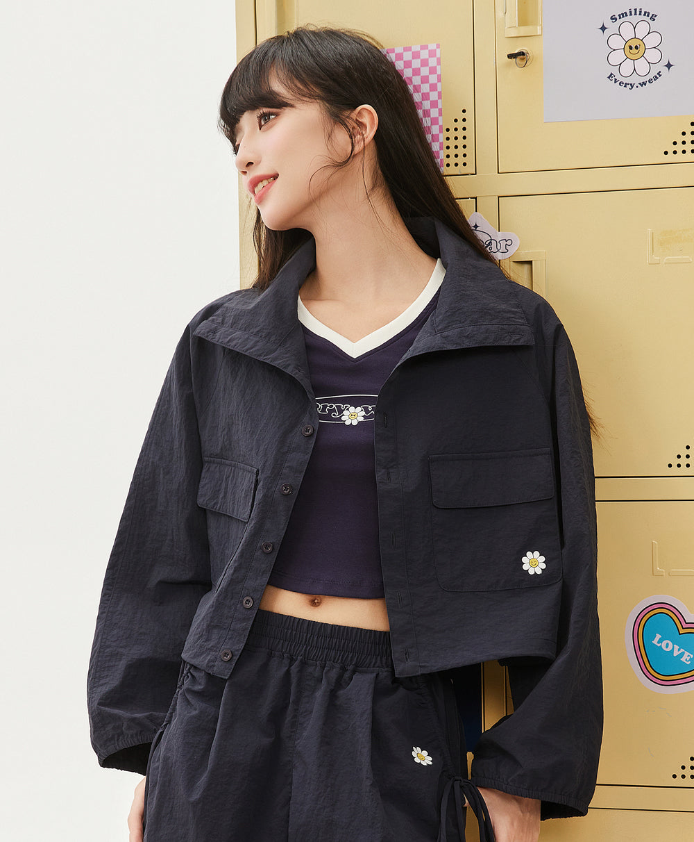Smiling Every.wear Cargo Drawstring Crop Jacket