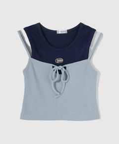 Dream Squad Fake 2-piece Sleeveless Top
