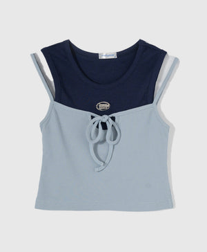 Dream Squad Fake 2-piece Sleeveless Top