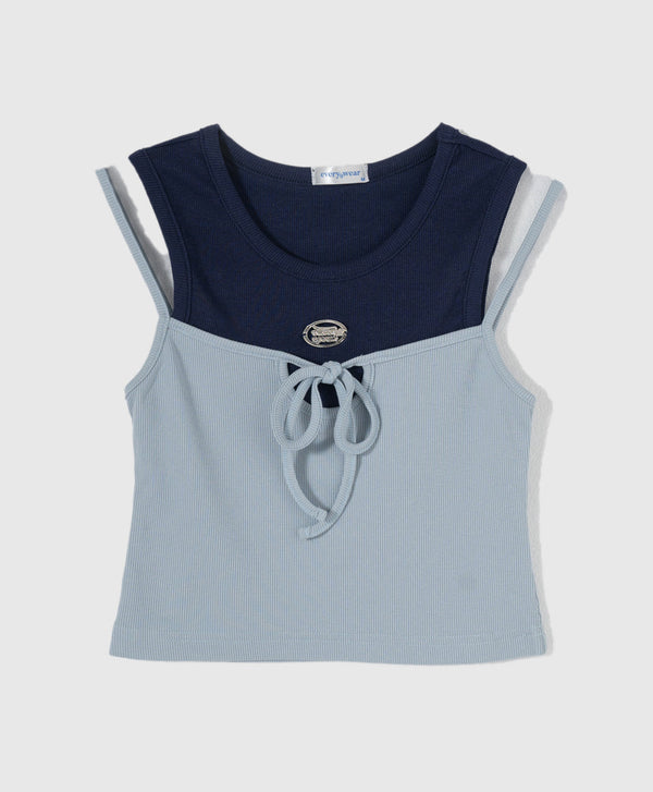 Dream Squad Fake 2-piece Sleeveless Top