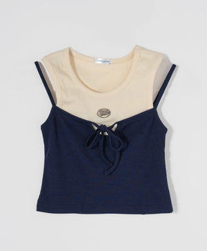 Dream Squad Fake 2-piece Sleeveless Top