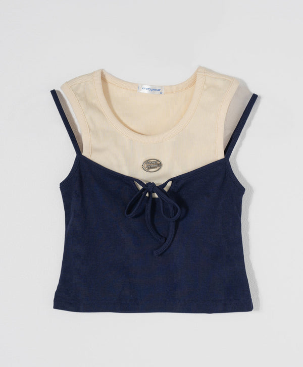 Dream Squad Fake 2-piece Sleeveless Top