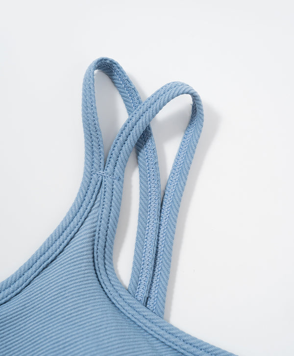 I am Padded! Double Strap Ribbed Denim Padded Top