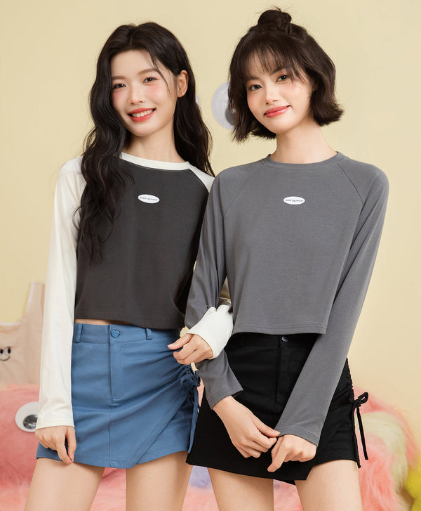 Peekaboo Long Sleeves Raglan Baby Tee