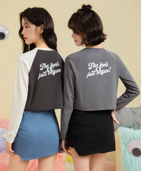 Peekaboo Long Sleeves Raglan Baby Tee