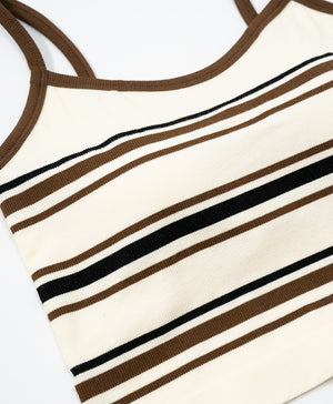 I am Padded! Contrast Stripes Padded Top