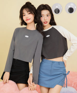 Peekaboo Long Sleeves Raglan Baby Tee