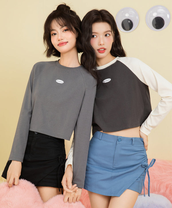 Peekaboo Long Sleeves Raglan Baby Tee