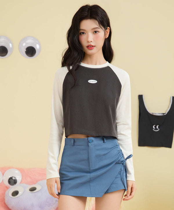 Peekaboo Long Sleeves Raglan Baby Tee