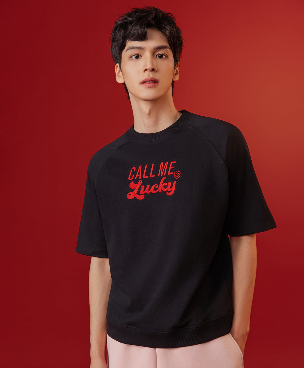 Call Me Lucky Unisex Raglan Sleeves Oversized Tee