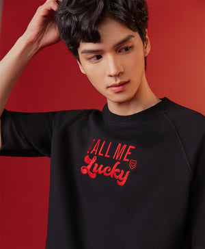Call Me Lucky Unisex Raglan Sleeves Oversized Tee
