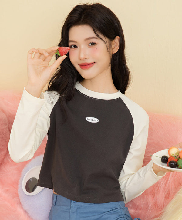 Peekaboo Long Sleeves Raglan Baby Tee