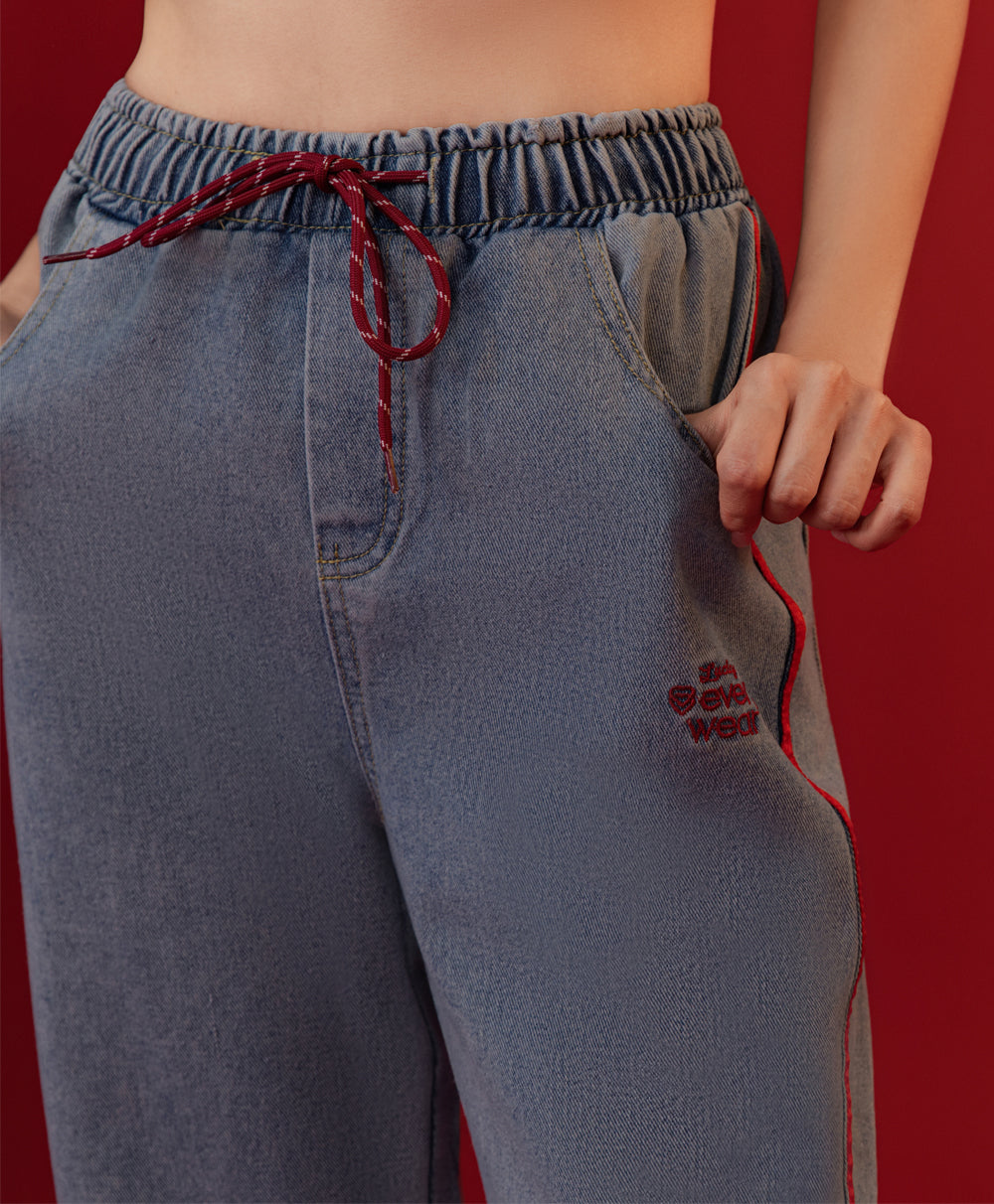Call Me Lucky Denim Drawstring Long Pants