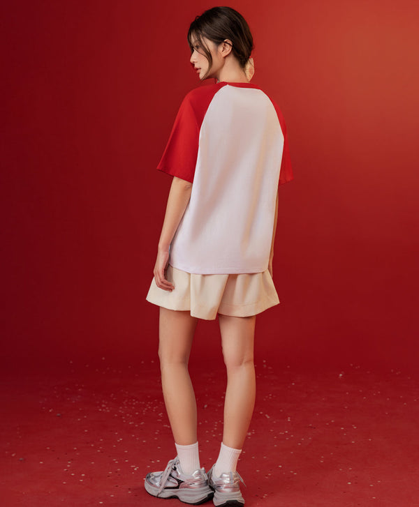 Call Me Lucky Raglan Sleeves Relaxed Fit Tee