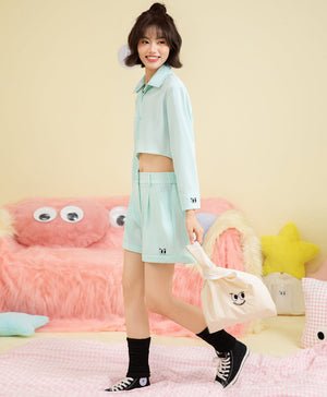 Peekaboo Convertible Collar Crop Shirt