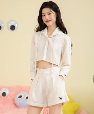 Peekaboo Convertible Collar Crop Shirt