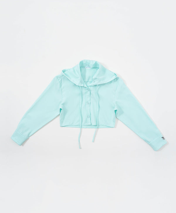 Peekaboo Convertible Collar Crop Shirt