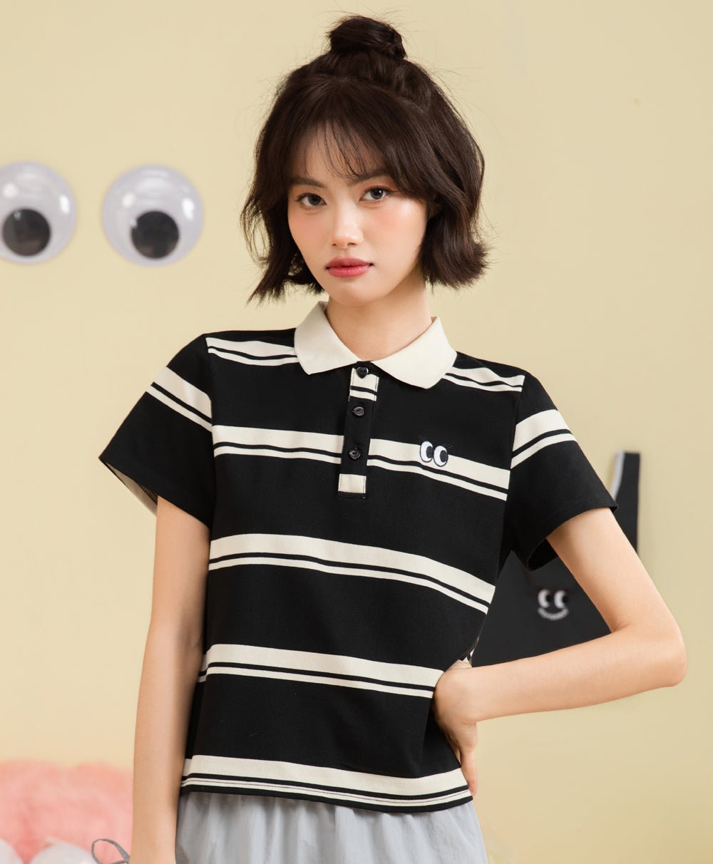 Peekaboo Striped Polo Shirt