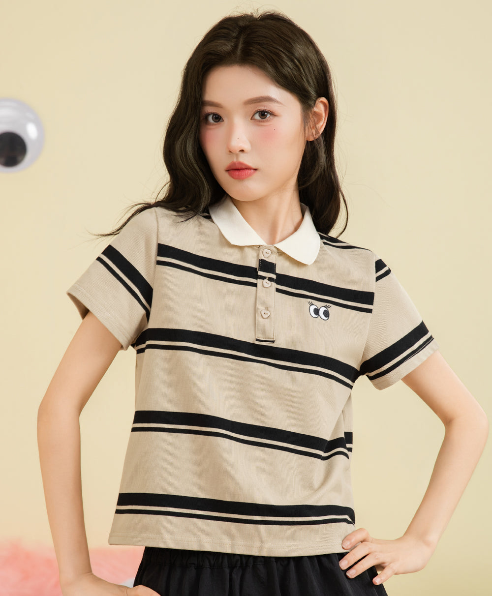 Peekaboo Striped Polo Shirt
