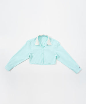 Peekaboo Convertible Collar Crop Shirt