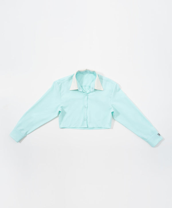Peekaboo Convertible Collar Crop Shirt