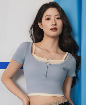 Dream Squad Fake 2-piece Short Sleeve Top