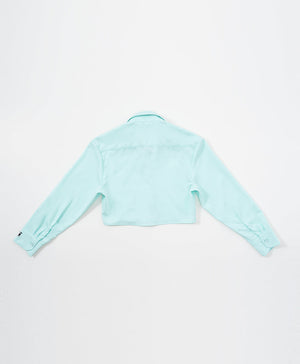 Peekaboo Convertible Collar Crop Shirt
