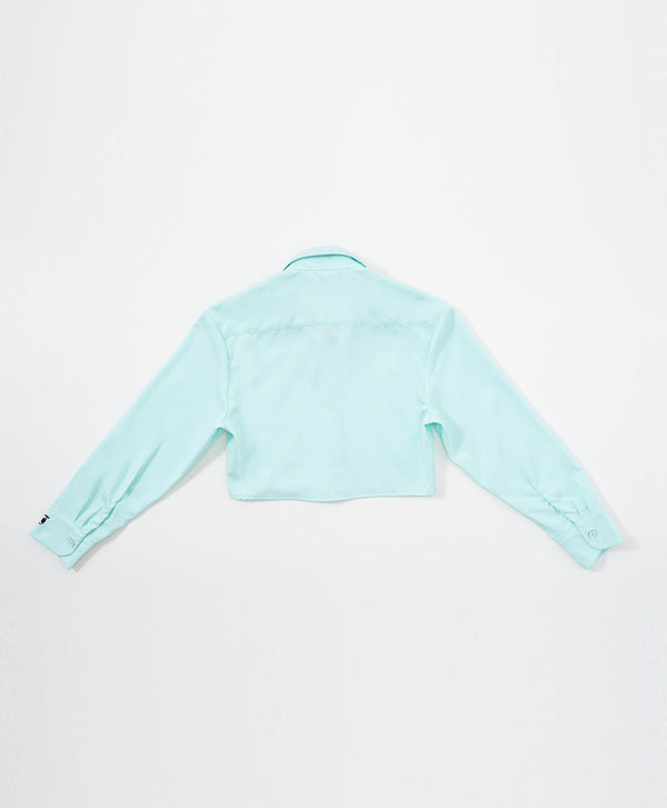 Peekaboo Convertible Collar Crop Shirt