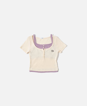 Dream Squad Fake 2-piece Short Sleeve Top