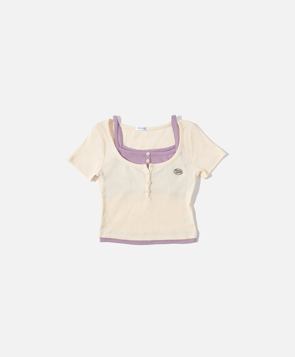 Dream Squad Fake 2-piece Short Sleeve Top