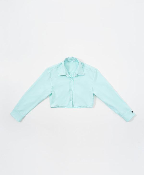 Peekaboo Convertible Collar Crop Shirt