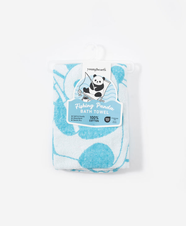 Fishing Panda Graphic Cotton Bath Towel (1pc)