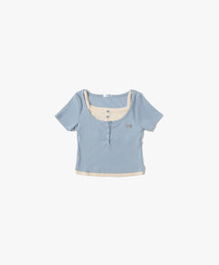 Dream Squad Fake 2-piece Short Sleeve Top