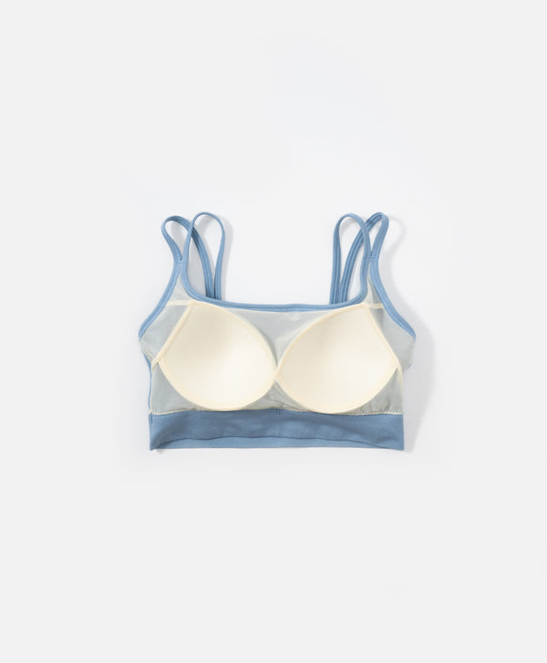 I am Padded! Double Strap Ribbed Denim Padded Top