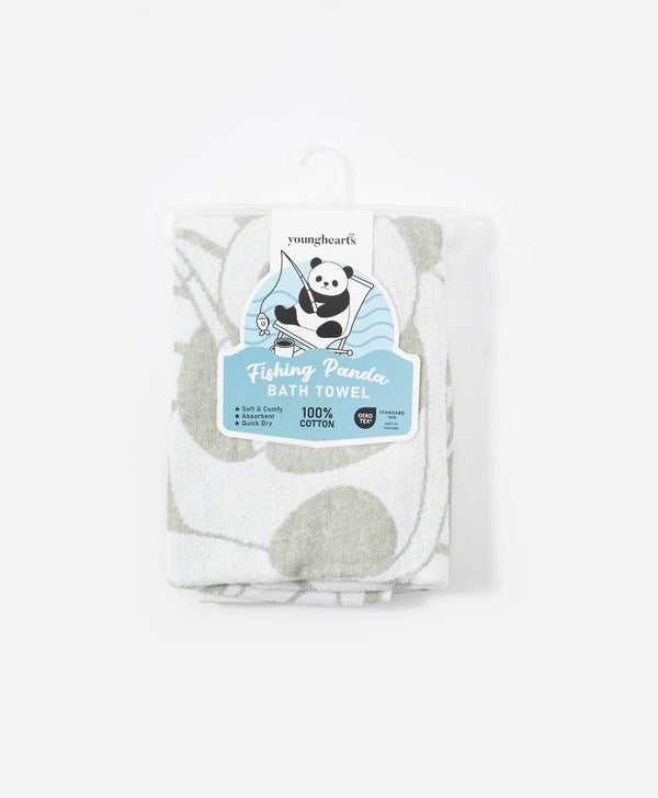 Fishing Panda Graphic Cotton Bath Towel (1pc)
