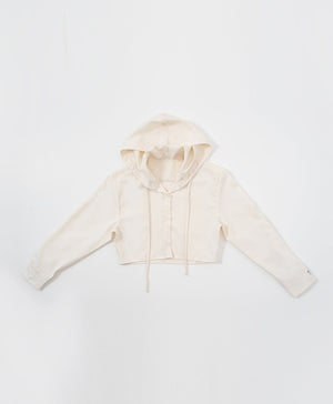 Peekaboo Convertible Collar Crop Shirt