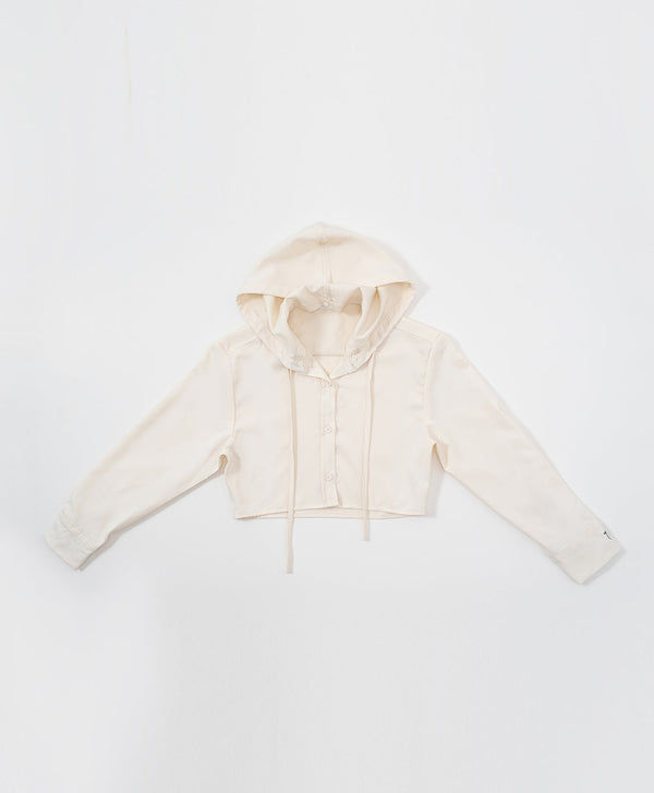 Peekaboo Convertible Collar Crop Shirt