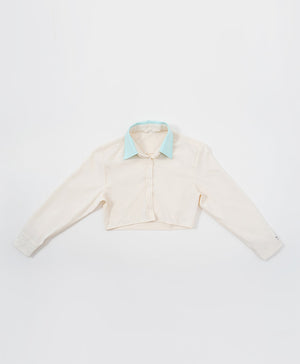 Peekaboo Convertible Collar Crop Shirt