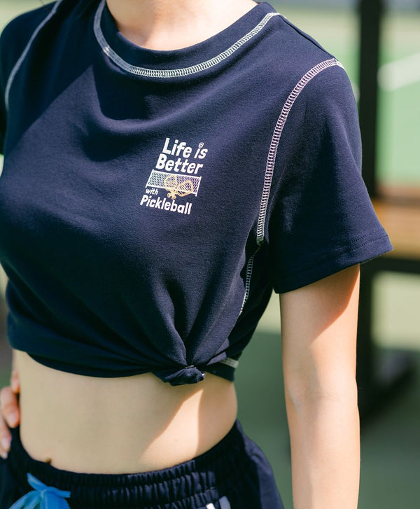 Pickle Me Short Sleeves Relaxed Fit Crop Tee