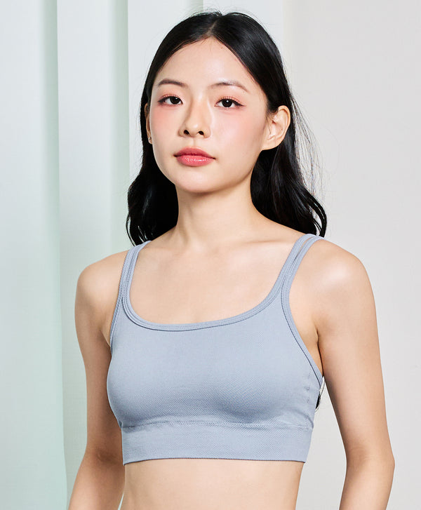 I am Padded! Double Strap Ribbed Denim Padded Top
