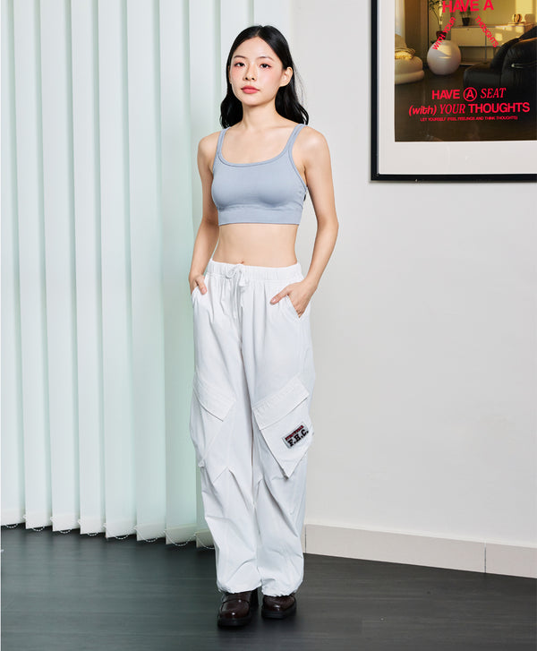 I am Padded! Double Strap Ribbed Denim Padded Top