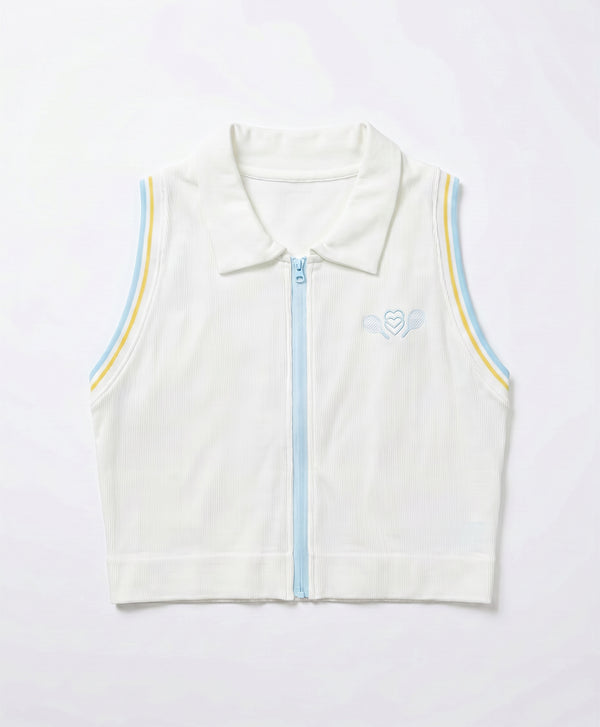 Pickle Me Zip-Up Sleeveless Polo Vest