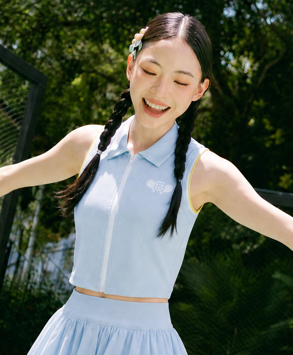 Pickle Me Zip-Up Sleeveless Polo Vest
