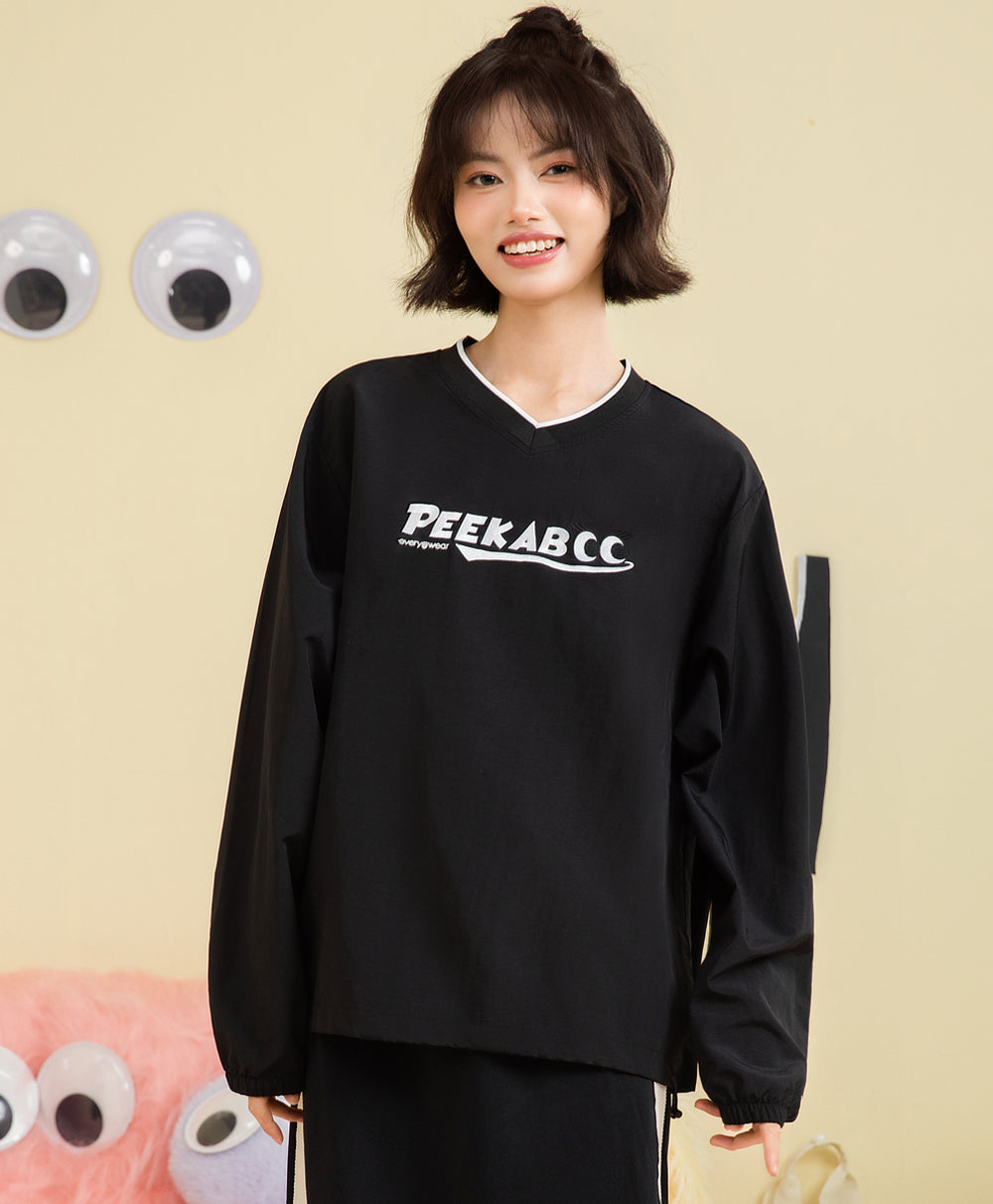 Peekaboo V- neck Oversized Sweatshirt