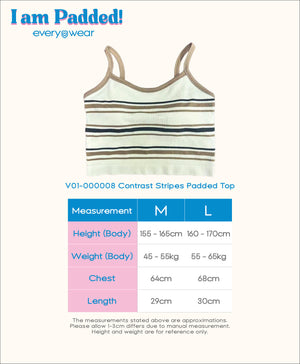 I am Padded! Contrast Stripes Padded Top
